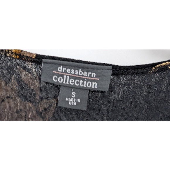 VTG Y2K Black Textured Metallic Floral Bead Trim Boho Whimisigoth Faux Wrap Top - Picture 7 of 12